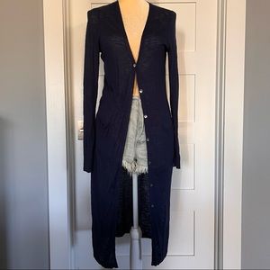 Navy H by Halston Duster with Pockets - Size Medium